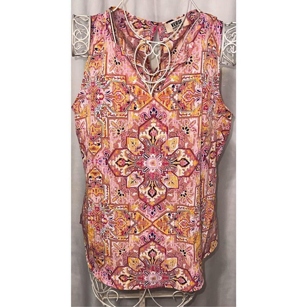 BEAUTIFUL Verse multicolored  Sleeveless pink & orange size medium Blouse Good c